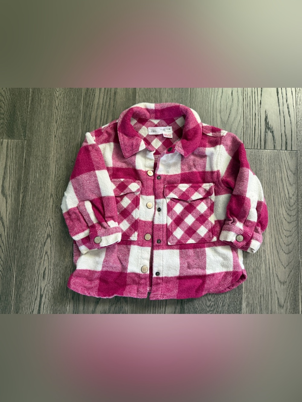 ZARA Pink Plaid Flannel Shirt Jacket for Kids